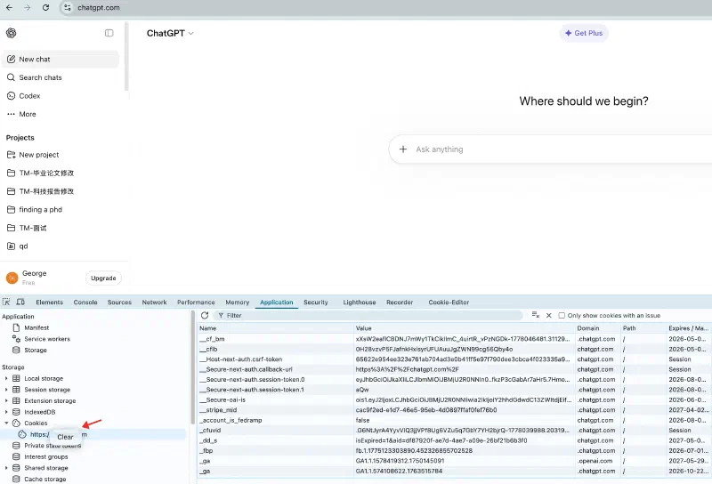 clear cache about chatgpt